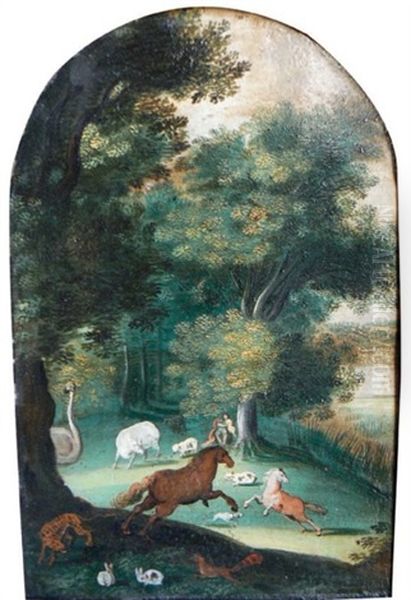 Animaux Dans Un Sous-bois Oil Painting by Jacob Bouttats