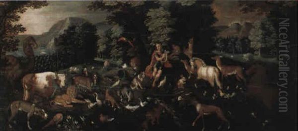 Orpheus De Dieren Betoverend Oil Painting by Jacob Bouttats