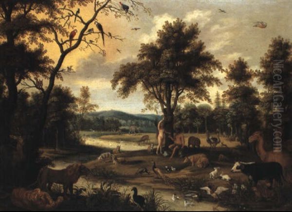 Adam Et Eve Au Paradis Terrestre Oil Painting by Jacob Bouttats