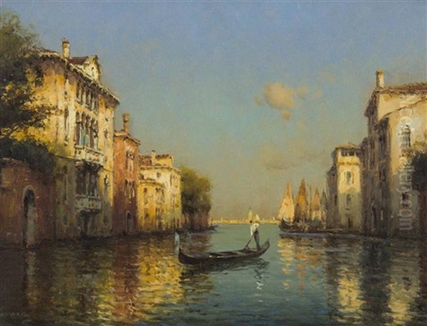 Canal Scene, Venice Oil Painting by Joseph-Antoine Bouvard