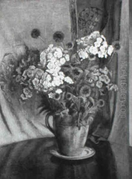 Still Life With Phlox And Bachelor Buttons Oil Painting by Rosamond Smith Bouve