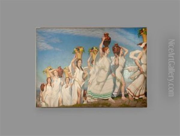 La Procession Des Panathenees Oil Painting by Henry Bouvet