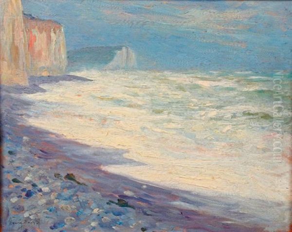 Les Falaises Au Treport Oil Painting by Henry Bouvet