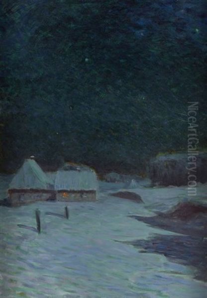 Le Hameau Dans La Nuit Oil Painting by Henry Bouvet