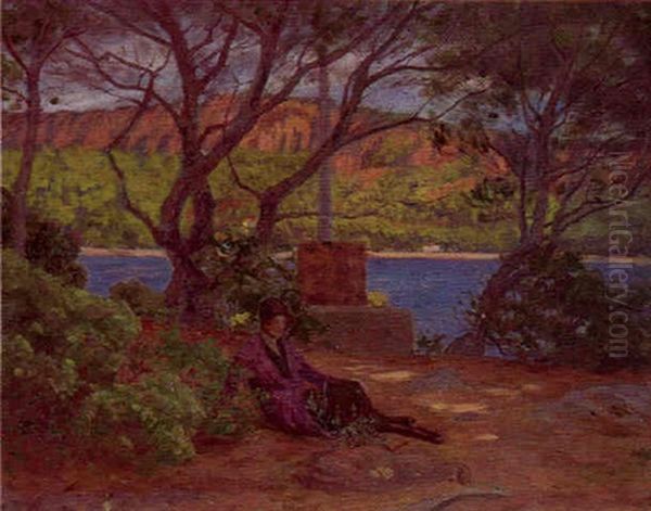 Femme Sous Les Pins Oil Painting by Henry Bouvet