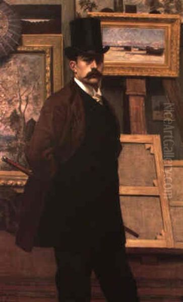 Autoportrait Dans L'atelier Oil Painting by Henry Bouvet