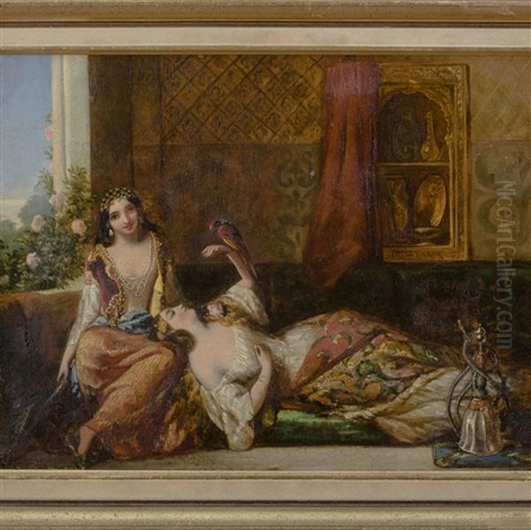 Orientalist Scene Of Women At Leisure Oil Painting by Augustus Jules Bouvier