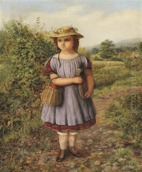 Off To School Oil Painting by Augustus Jules Bouvier