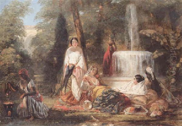 Le Jardin Du Serail Oil Painting by Augustus Jules Bouvier