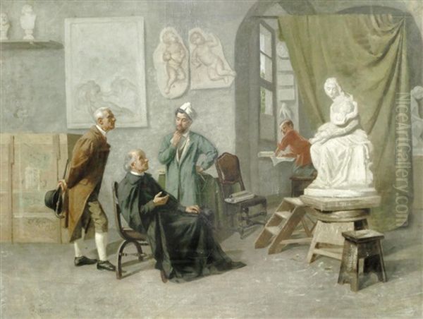 The Sculptor's Atelier Oil Painting by Gustavus Arthur Bouvier