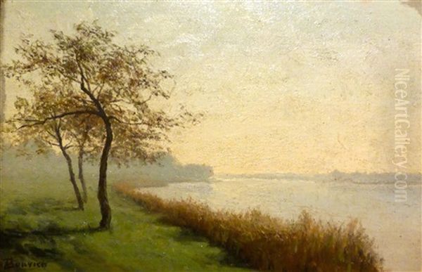 Paysage Au Bord De L'eau Oil Painting by Gustavus Arthur Bouvier