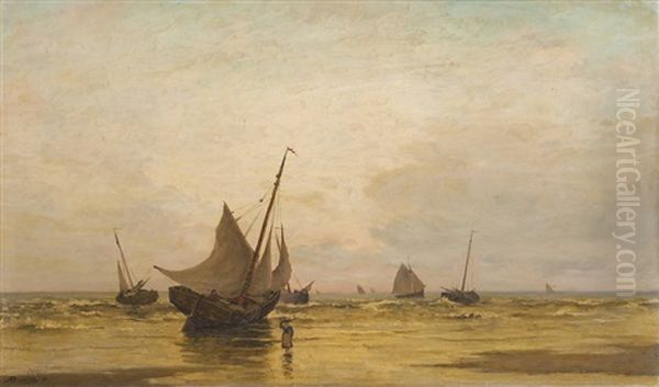 Marine Par Temps Calme Oil Painting by Gustavus Arthur Bouvier