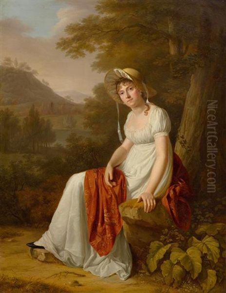 Portrat Von Madame Sara Bouvier-benoit Oil Painting by Pierre Louis Bouvier