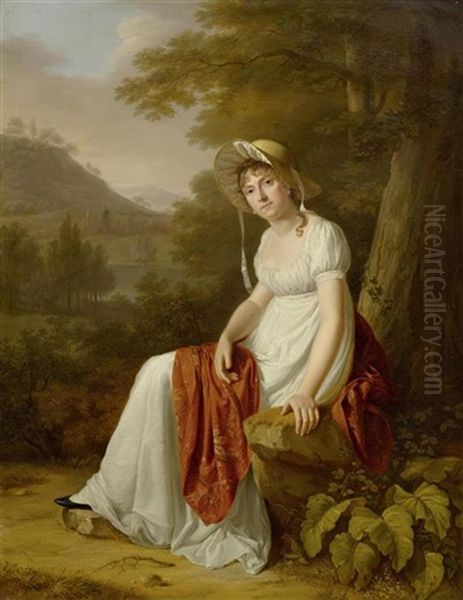 Portrat Von Madame Sara Bouvier-benoit Oil Painting by Pierre Louis Bouvier