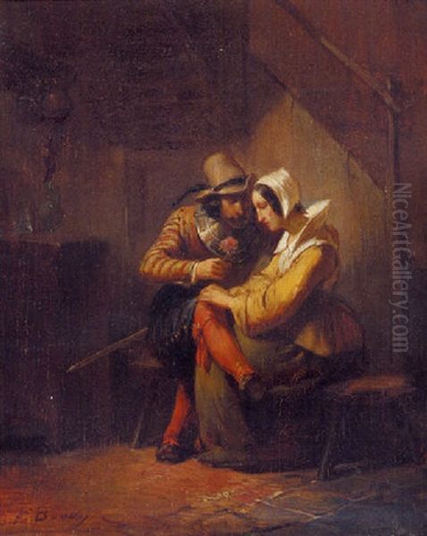 The Proposal Oil Painting by Firmin Bouvy