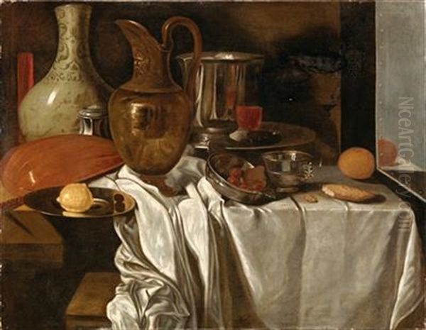 Still Life With A Jug Oil Painting by Andre Bouys