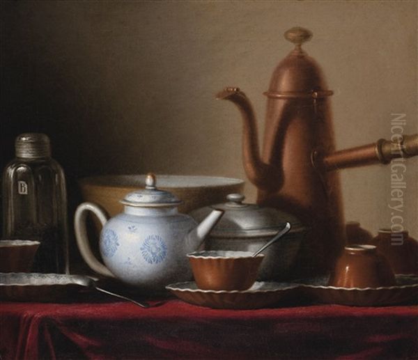 Composition Au Pichet De Cuivre Et Au Service A The Oil Painting by Andre Bouys