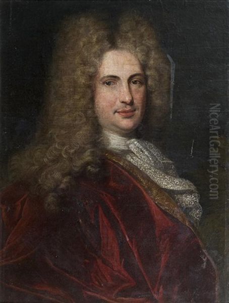 Portrait D'homme En Perruque Oil Painting by Andre Bouys