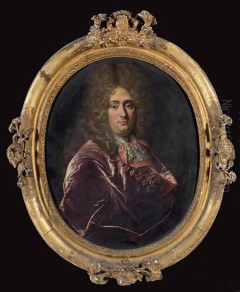 Portrait D'homme A La Draperie Rouge Oil Painting by Andre Bouys