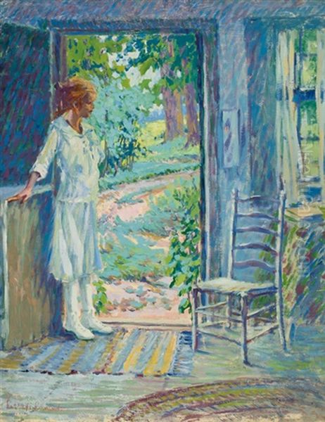 Young Girl By A Doorway Oil Painting by Harriette Bowdoin