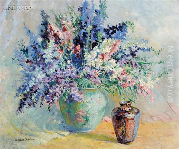 Still Life With Flowers And Porcelain Jar Oil Painting by Harriette Bowdoin