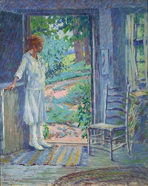 Young Girl In A White Dress Oil Painting by Harriette Bowdoin