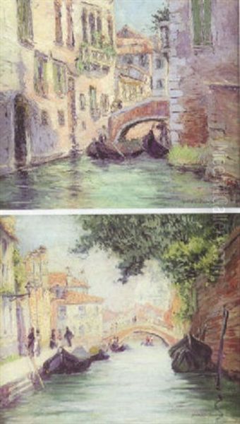 Venetian Canal Scene Oil Painting by Harriette Bowdoin