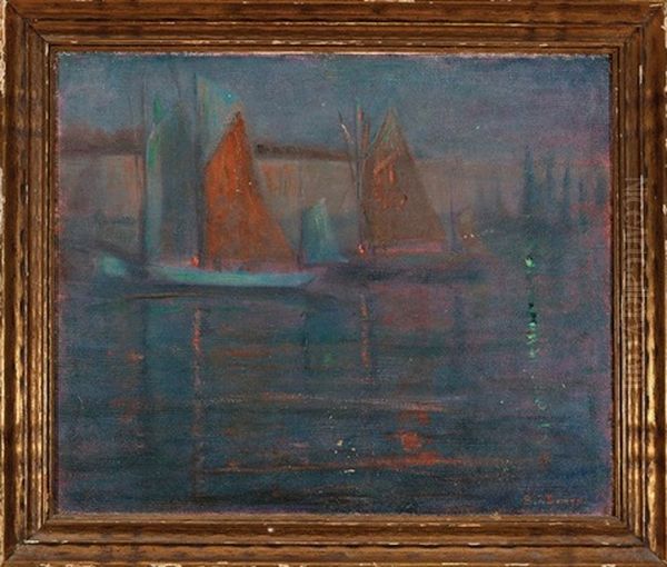 Nocturne Sailboats Oil Painting by Benjamin James Bowen