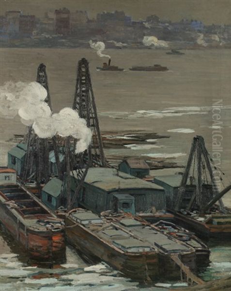 Portland Harbor Oil Painting by Alexander Bower