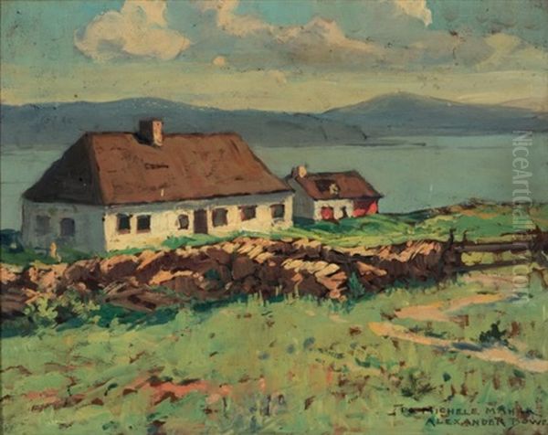 Cottage On The River Oil Painting by Alexander Bower