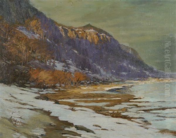 Icy River Winter Landscape by Alexander Bower