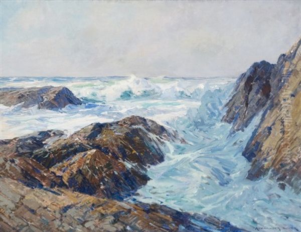 Maine Coastal View Oil Painting by Alexander Bower