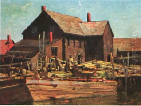 The Old Docks, Portland Oil Painting by Alexander Bower