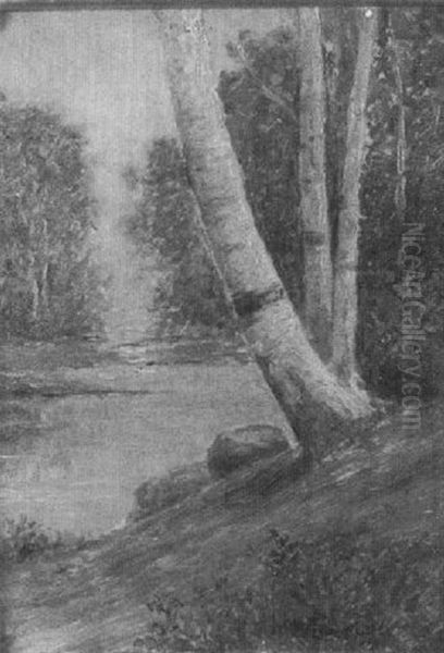 Birches At Riverside Oil Painting by Frank Louville Bowie