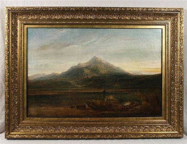 Fisherman In A Mountainous Landscape Oil Painting by Thomas William Bowler