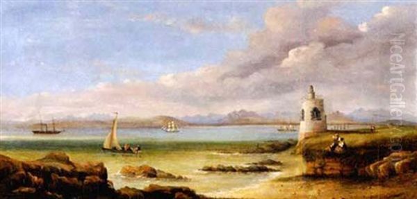 Mouille Point Light House Oil Painting by Thomas William Bowler