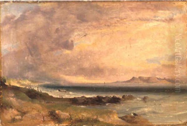 Table Bay From The Beach Near Blueberg Oil Painting by Thomas William Bowler