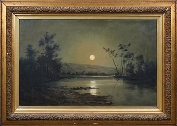 Untitled, 1898 (night Scene With River) 5 Oil Painting by Thomas Stanton Bowman