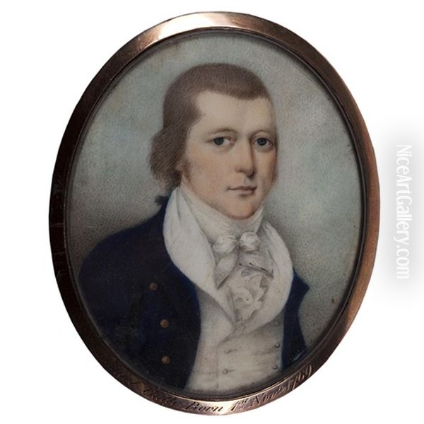 Daniel Gully In A Blue Coat Oil Painting by Joseph Bowring