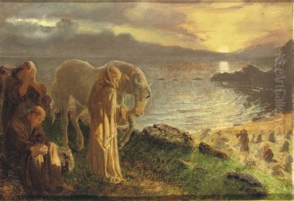 St. Columba's Farewell To The White Horse Oil Painting by Alice Boyd