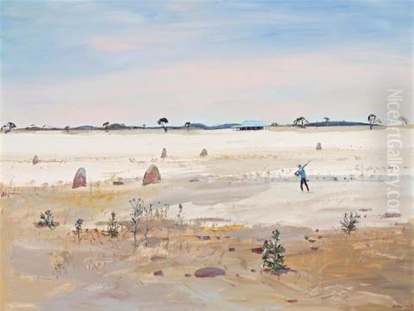 Wimmera Landscape With Hunter Oil Painting by Arthur Merric Boyd