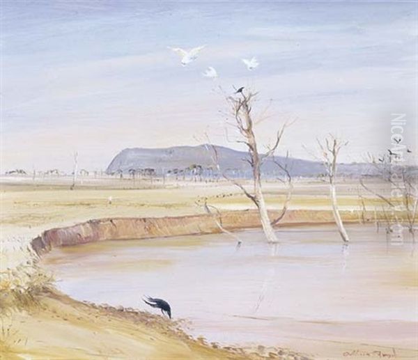 Wimmera Landscape With Dam And White Cockatoos by Arthur Merric Boyd