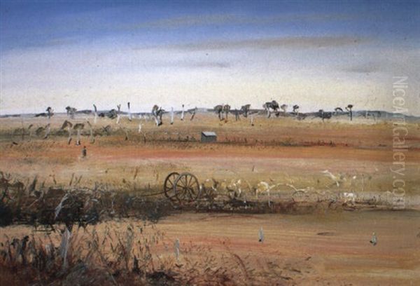 Wimmera Landscape With Building And Cart Oil Painting by Arthur Merric Boyd