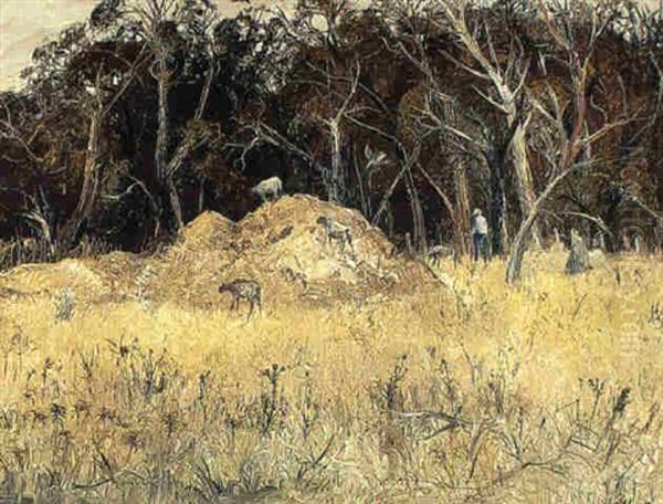 Sheep On The Mound Oil Painting by Arthur Merric Boyd