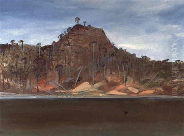 Shoalhaven Riverbank With Black Swan Oil Painting by Arthur Merric Boyd