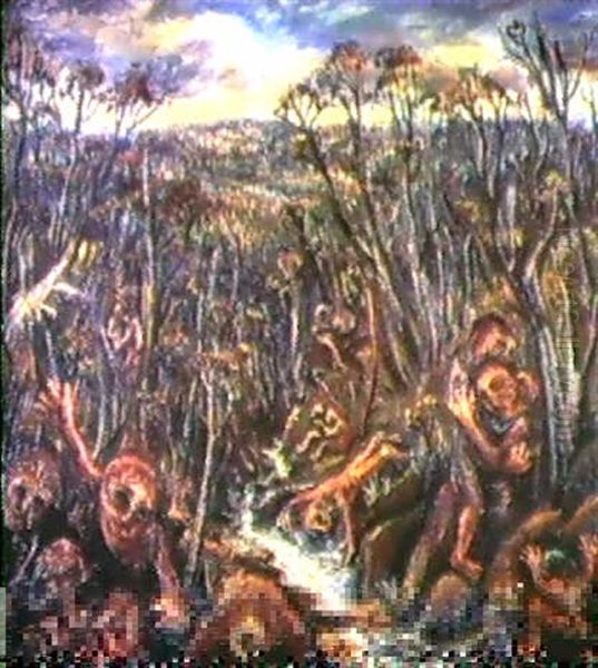 Figures By A Creek, 1944 Oil Painting by Arthur Merric Boyd