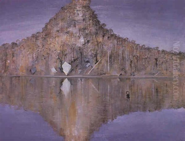 Black Swan On Shoalhaven River Oil Painting by Arthur Merric Boyd