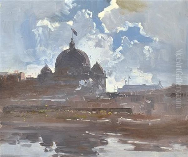 Flinders Street From The Banks Of The Yarra Oil Painting by Theodore Penleigh Boyd