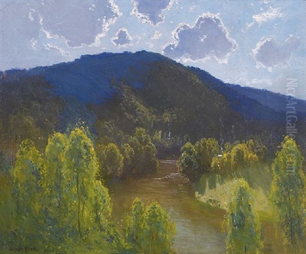 Wattle And River Oil Painting by Theodore Penleigh Boyd