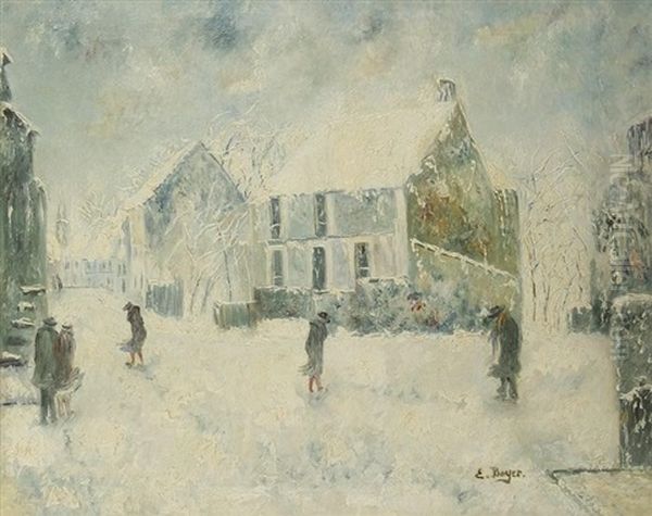 Montmartre En Hiver Oil Painting by Emile Boyer